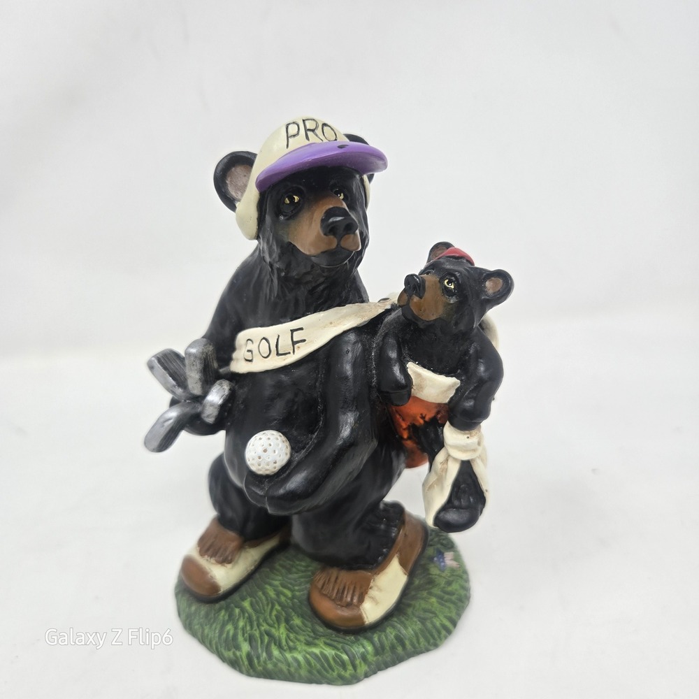 Rick J Rowley Golf Till It Hurts Bear Figurine 2004 Lost Woodsman Golfing Decor